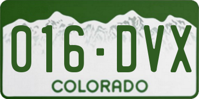 CO license plate 016DVX
