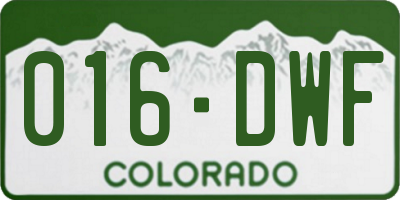 CO license plate 016DWF