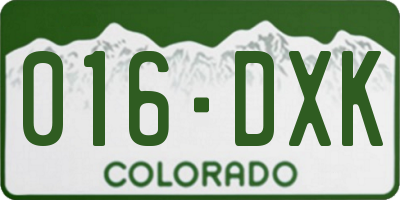 CO license plate 016DXK