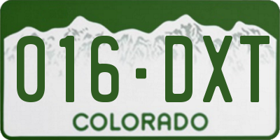CO license plate 016DXT