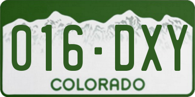 CO license plate 016DXY