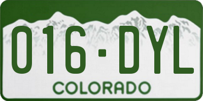 CO license plate 016DYL