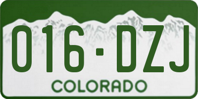 CO license plate 016DZJ