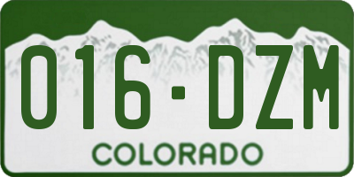CO license plate 016DZM