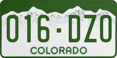 CO license plate 016DZO