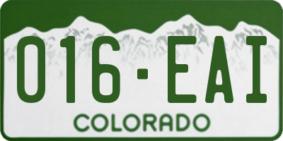 CO license plate 016EAI