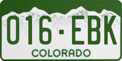 CO license plate 016EBK