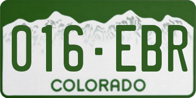 CO license plate 016EBR