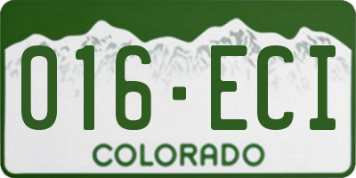 CO license plate 016ECI