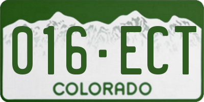 CO license plate 016ECT