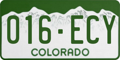 CO license plate 016ECY