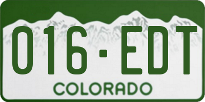 CO license plate 016EDT