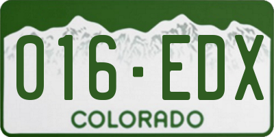 CO license plate 016EDX