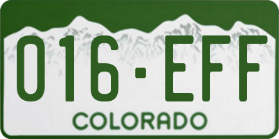 CO license plate 016EFF