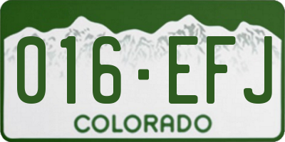 CO license plate 016EFJ