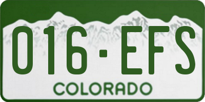CO license plate 016EFS