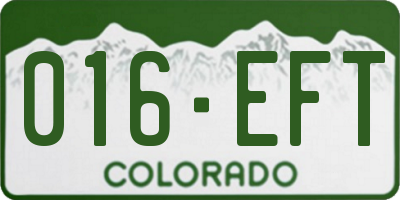 CO license plate 016EFT