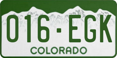 CO license plate 016EGK