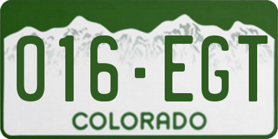 CO license plate 016EGT