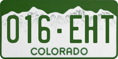CO license plate 016EHT