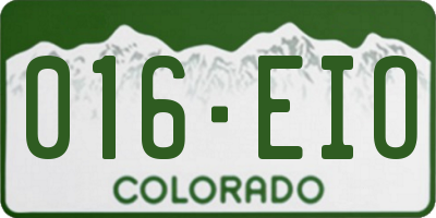CO license plate 016EIO