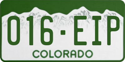 CO license plate 016EIP