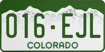 CO license plate 016EJL