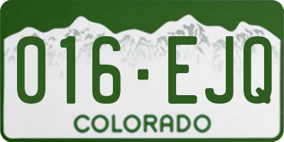 CO license plate 016EJQ