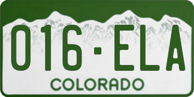 CO license plate 016ELA