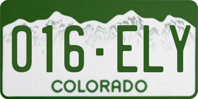 CO license plate 016ELY