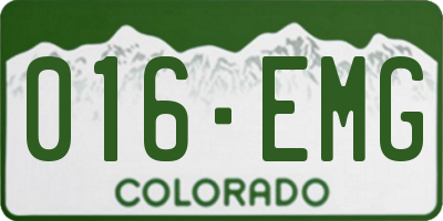 CO license plate 016EMG