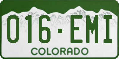 CO license plate 016EMI
