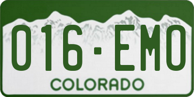CO license plate 016EMO