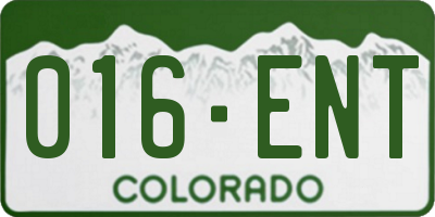 CO license plate 016ENT