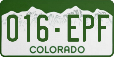 CO license plate 016EPF