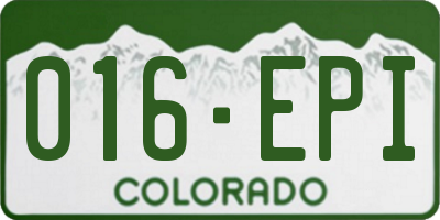 CO license plate 016EPI