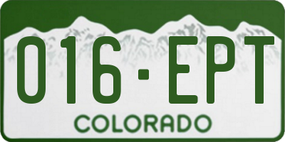 CO license plate 016EPT