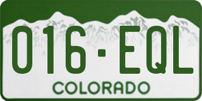 CO license plate 016EQL
