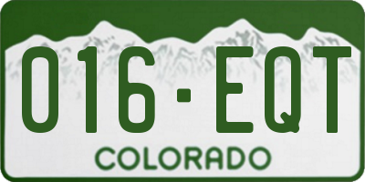 CO license plate 016EQT