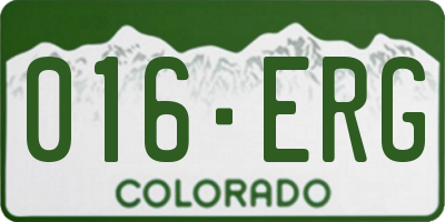 CO license plate 016ERG