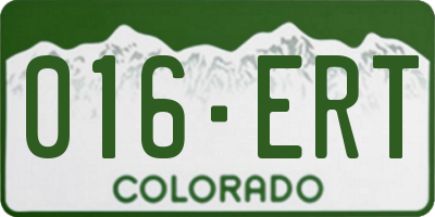 CO license plate 016ERT