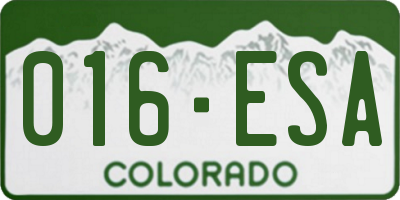 CO license plate 016ESA