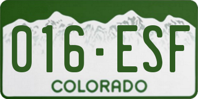 CO license plate 016ESF