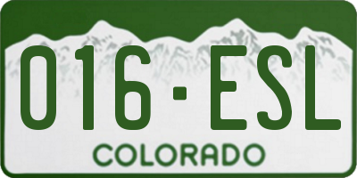 CO license plate 016ESL