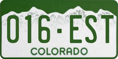CO license plate 016EST