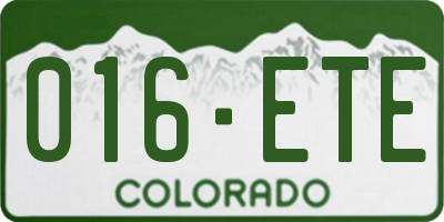 CO license plate 016ETE