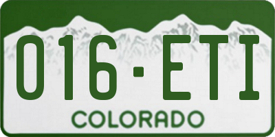CO license plate 016ETI