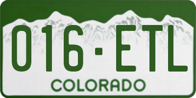 CO license plate 016ETL