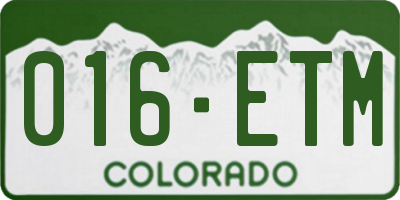 CO license plate 016ETM