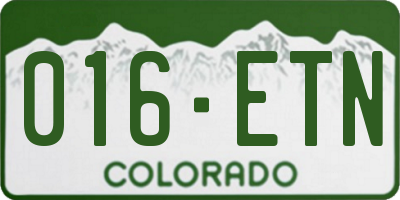 CO license plate 016ETN
